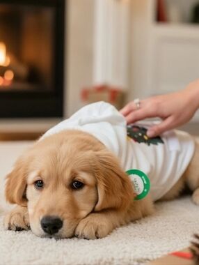 NWT Merry & Bright 🎄 Holiday Pet 🐶 Apperal Hoodie Sweater - Velour/White